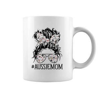 Messy Bun Aussie Mom Pet Lover Australian Shepherd Dog Lover Coffee Mug | Mazezy