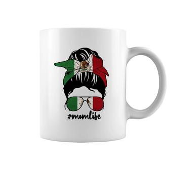 Mexican Mom Messy Bun Mexico Pride Patriotic Mother's Day Coffee Mug | Mazezy