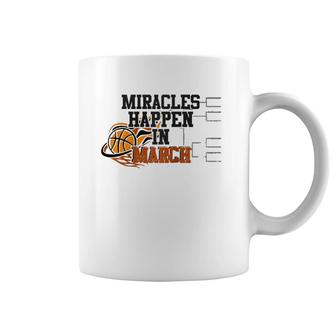 Miracles Happen In March College March Basketball Madness Raglan Baseball Tee Coffee Mug | Mazezy