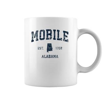 Mobile Alabama Al Vintage Sports Design Navy Print Coffee Mug | Mazezy