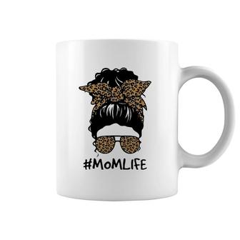 Mom Life Messy Bun Hair Leopard Plaid Momlife Mother's Day Coffee Mug | Mazezy