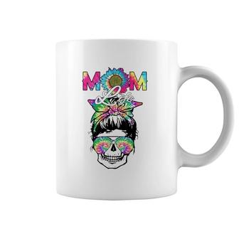 Mom Life Skull Messy Bun Tie Dye Bandana Mother's Day Mama Coffee Mug | Mazezy AU