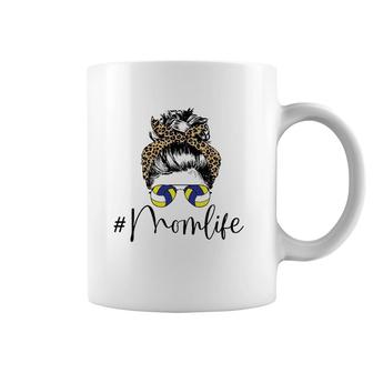 Mom Life Volleyball Cool Mom Mother's Day Messy Bun Glasses Coffee Mug | Mazezy