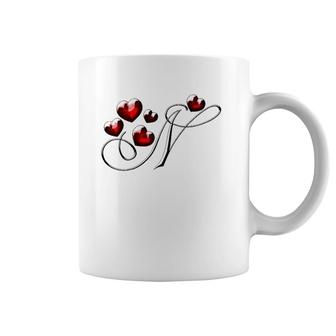 Monogram Initial Letter N Love Heart Coffee Mug | Mazezy