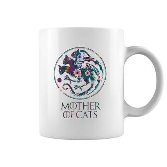 Mother Of Cats With Floral Art - Gift For Cat Lovers Coffee Mug | Mazezy