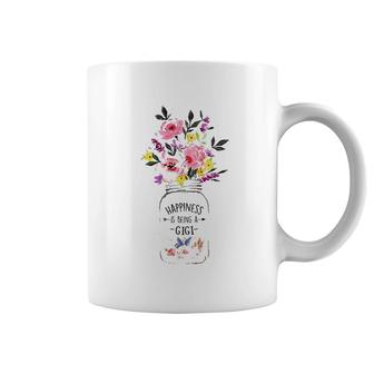 Mother's Day Gifts Happiness Is Being A Gigi Flower Floral Coffee Mug | Mazezy