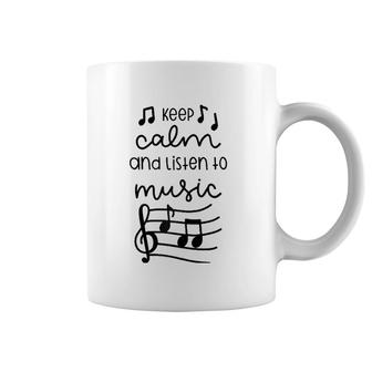 Musician Gift Artist Gift Keep Calm And Listen To Music Raglan Baseball Tee Coffee Mug | Mazezy