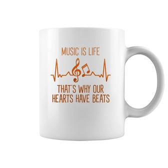 Musics Is Life That's Why Our Hearts Have Beats Singer Coffee Mug | Mazezy