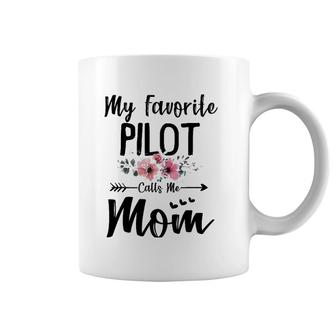 My Favorite Pilot Calls Me Mom Flowers Mother's Day Gift Coffee Mug | Mazezy