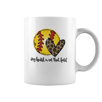 My Heart Is On That Field Leopard Softball Mom Mother's Day Coffee Mug | Mazezy