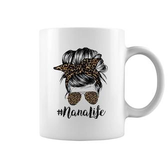 Nana Life Hair Bandana Glasses Leopard Print Mother's Day Coffee Mug | Mazezy