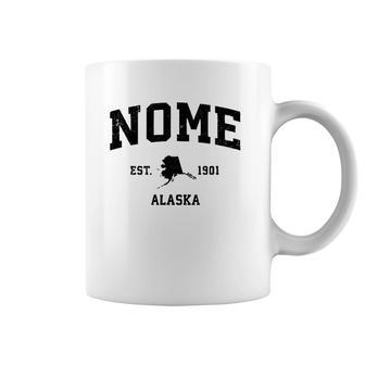 Nome Alaska Ak Vintage Sports Design Black Print Coffee Mug | Mazezy