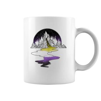 Nonbinary River Mountain Lgbt Pride With Nb Nonbinary Flag Coffee Mug | Mazezy