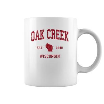 Oak Creek Wisconsin Wi Vintage Sports Design Red Print Coffee Mug | Mazezy