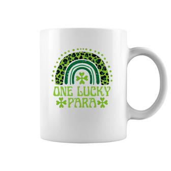 One Lucky Para Funny Family St Patrick's Day Rainbow Leopard Paraprofessional Gift Coffee Mug | Mazezy