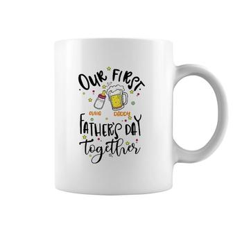 Our First Father's Day Together Daddy Olivia Feeding Bottle & Beer Glass Personalized Coffee Mug | Mazezy