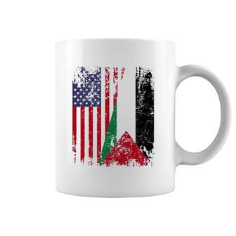 Palestinian Roots Half American Flag Palestine Coffee Mug | Mazezy