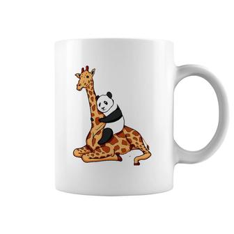 Panda Riding Giraffe Animal Lover Gift Coffee Mug | Mazezy