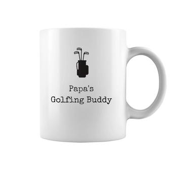Papa's Golfing Buddy With Golf Clubs & Bag Kids Coffee Mug | Mazezy