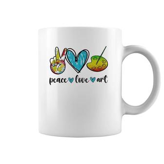 Peace Love Art Painting Palette Funny Art Gifts For Teacher Coffee Mug | Mazezy