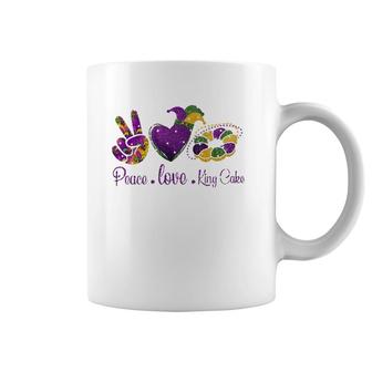 Peace Love King Cake A Mardi Gras Party Carnival Gifts Coffee Mug | Mazezy