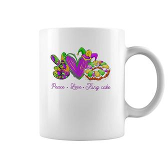 Peace Love King Cake Funny Mardi Gras Party Carnival Gifts Coffee Mug | Mazezy