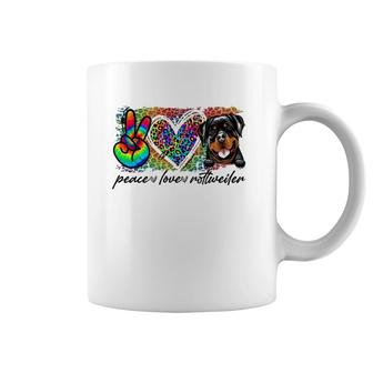 Peace Love Rottweiler Tie Dye Dog Lover Mother's Day Coffee Mug | Mazezy