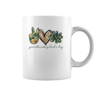 Peace Love St Patrick's Day Shamrock Tie Dye St Patrick's Day Coffee Mug | Mazezy