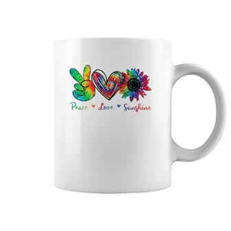 Peace Love Sunshine Sunflower Hippie Tie Dye Coffee Mug | Mazezy