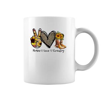 Peace Sunflower Peace Love Country Cowgirl Midwest Girl Boot Coffee Mug | Mazezy
