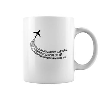 Phonetic Alphabet Pilot Airplane Coffee Mug | Mazezy