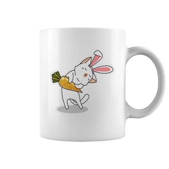 Pink Ears Bunny Cat Carrots Happy Easter Day Coffee Mug - Seseable