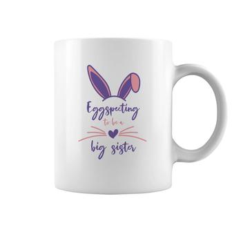 Pink Eggspecting To Be A Big Sister Easter Pregnancy Announcement Coffee Mug - Seseable