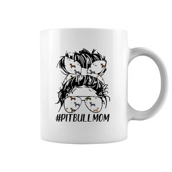 Pitbull Mom Messy Bun Hair Pittie Dog Owner Mother's Day Coffee Mug | Mazezy