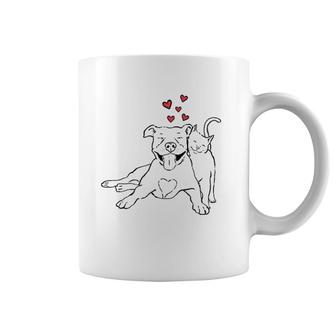 Pitties And Kitties Dog And Cat Lover Pitbull Mom Cat Mom Coffee Mug | Mazezy