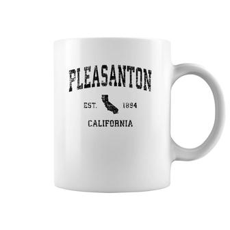 Pleasanton California Ca Vintage Sports Design Black Print Coffee Mug | Mazezy