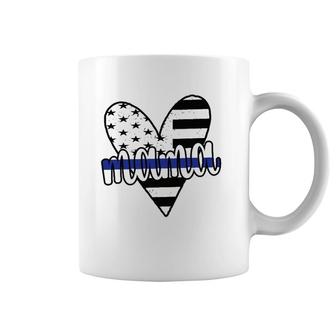 Police Mama Us Flag Proud Police Officer Mom Blue Line Coffee Mug | Mazezy