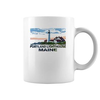 Portland Lighthouse Maine At Sunrise Vacation Coffee Mug | Mazezy