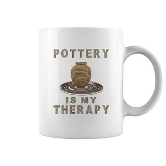 Pottery Is My Therapy Funny Art Lover Coffee Mug | Mazezy