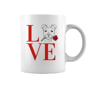 Puppy Love Cute Dog With Rose Spells Love For Dog Lovers Coffee Mug | Mazezy