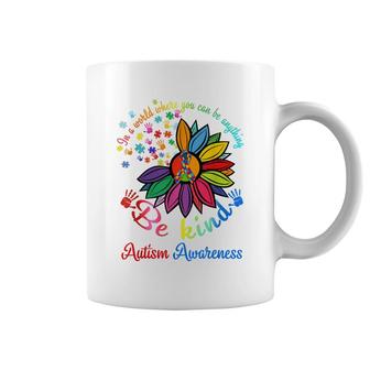 Puzzle Sunflower Be Kind Autism Awareness Mom Support Kids Coffee Mug - Seseable