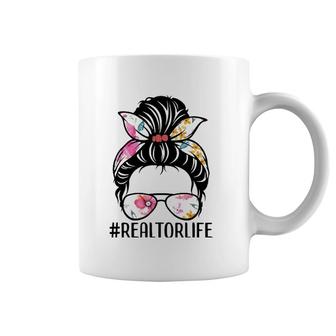 Realtor Life Messy Bun Tee Real Estate Agent Girl Mom Wife Coffee Mug