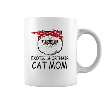 Red Bandana Exotic Shorthair Cat Mom Mother's Day Coffee Mug | Mazezy