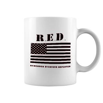 Red Remember Everyone Deployed Flag Coffee Mug | Mazezy
