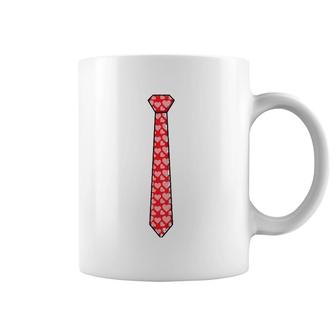 Red Tie With Hearts Cool Valentine's Day Funny Gift Coffee Mug | Mazezy