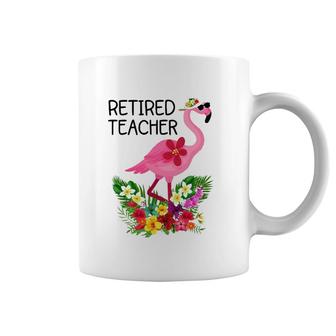 Retired Teacher Tropical Pink Flamingo Teacher Retirement Coffee Mug | Mazezy