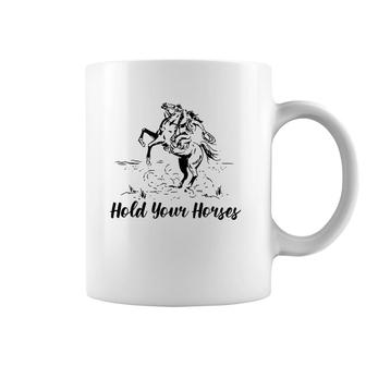Retro Cowboy Rodeo Dad Hold Your Horses Western Country Gift Coffee Mug | Mazezy