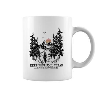 Retro Hiking Camping Keep Your Soul Clean & Your Boots Dirty Coffee Mug | Mazezy UK