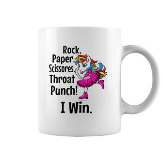 Rock Paper Scissors Throat Punch I Win Funny Coffee Mug | Mazezy