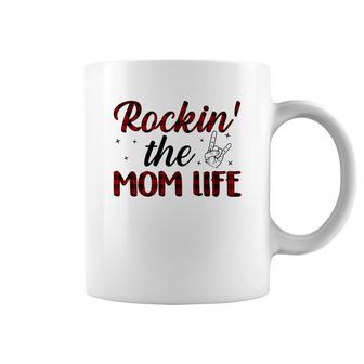 Rockin The Mom Life Buffalo Plaid Coffee Mug | Mazezy